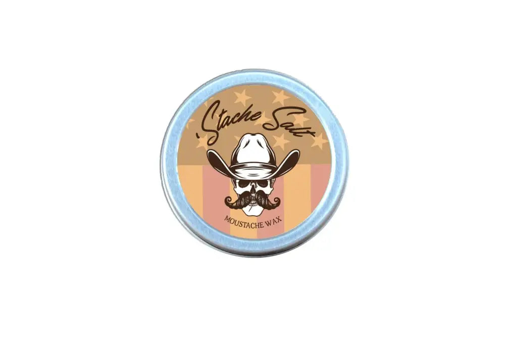 Circular logo of Cowboy - Medium Hold Moustache & Beard Wax featuring a cartoon skull