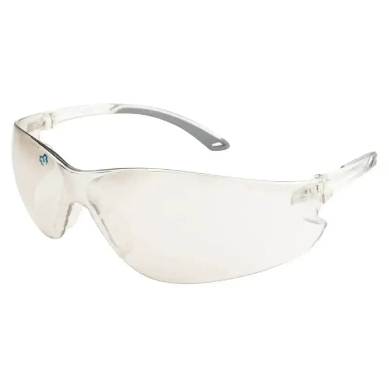 Clear METEL M20 Safety Glasses with wraparound lens and flexible temples for protection