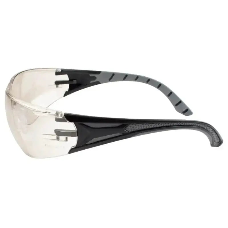 Clear METEL M50 Safety Glasses with black and gray frames, lightweight design