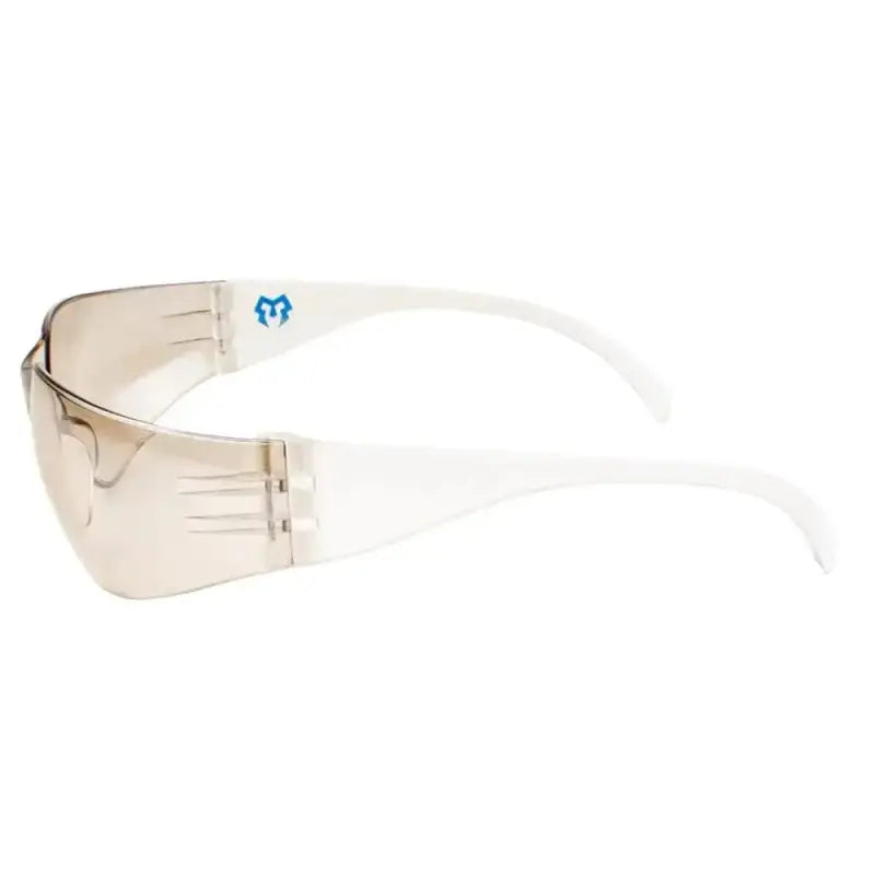 Clear anti-fog METEL M10 Safety Glasses with white frames and light-tinted lenses