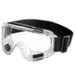 Clear anti-fog ventilated safety goggles with black elastic strap for optimal protection