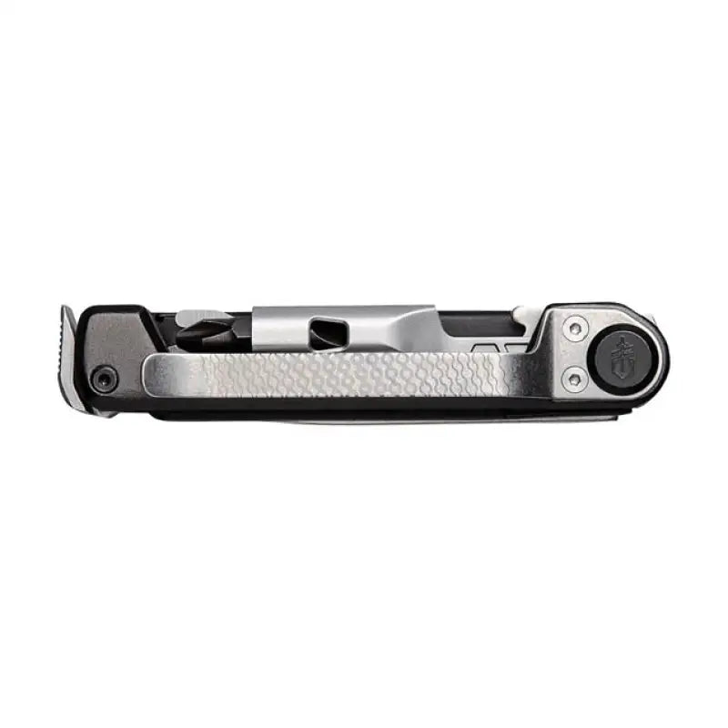 Closed silver and black multi-tool from Gerber Gear 1064409 Armbar Trade with limited lifetime warranty