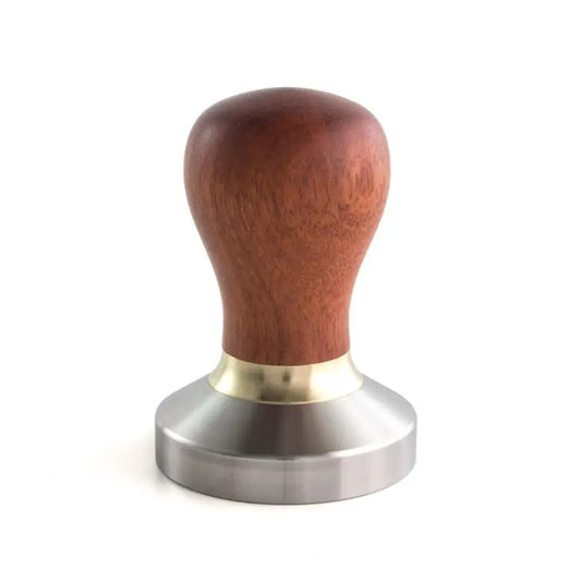 European Espresso Blend Coffee tamper with wooden handle and stainless steel base