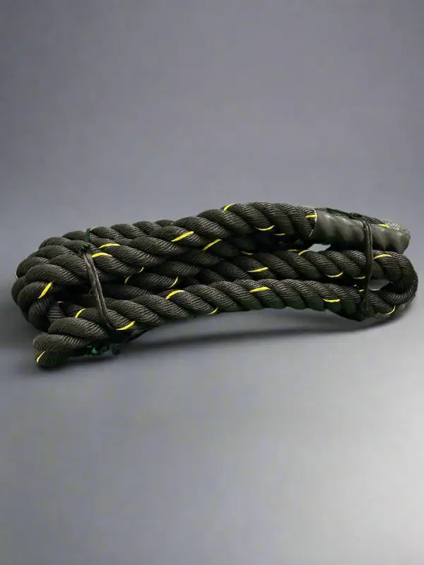 SFE Battle Rope New for First Responders Firefighter Police Training Coiled Black and Yellow