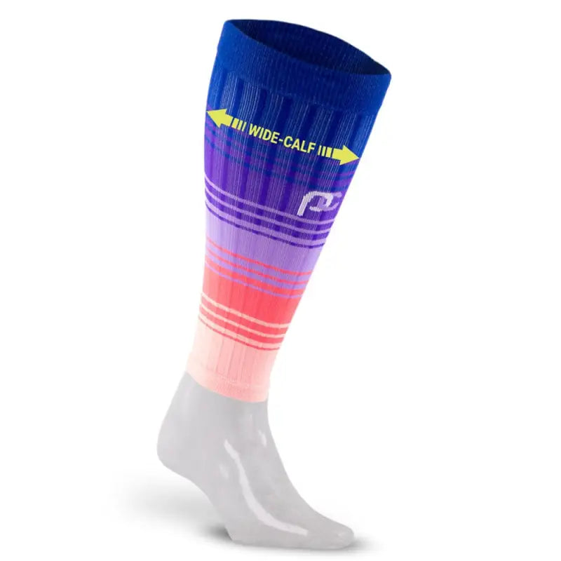 Colorful calf sleeves in Florida Skies gradient design, 20’’-24’’ wide-calf fit