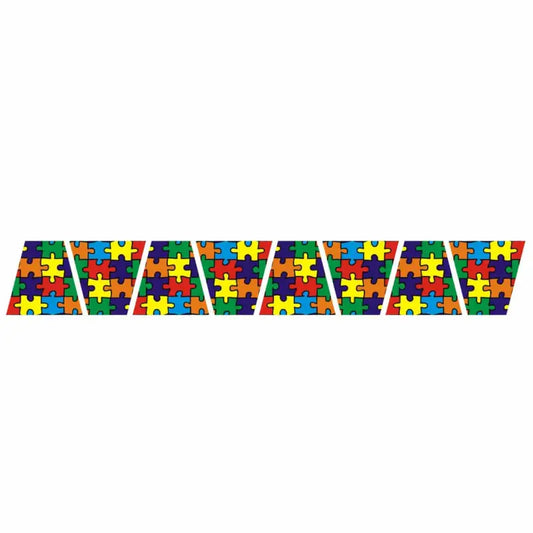 Colorful autism puzzle pieces pattern banner for Pieces Reflective Helmet Tetrahedron 8 Pack