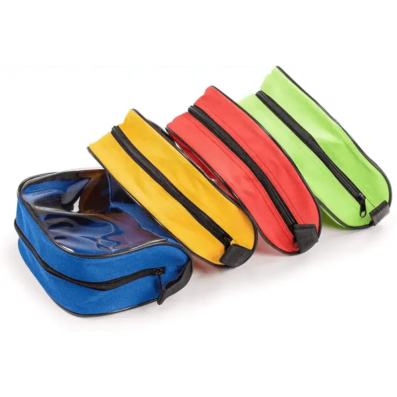 Colorful zippered pencil cases for organizing supplies in a Professional Advanced EMT bag