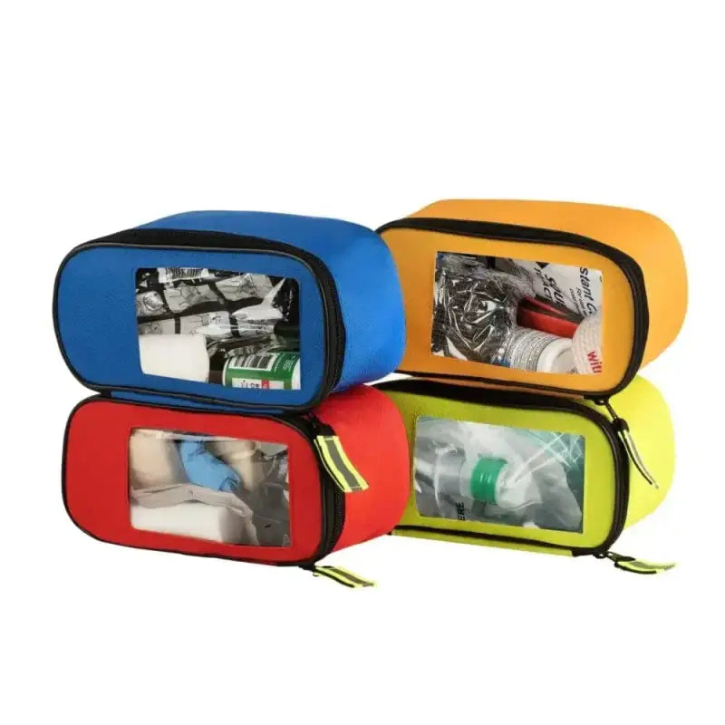 Colorful zippered storage pouches in Scherber Ultimate First Responder Trauma O2 Backpack