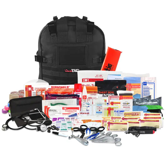 Comprehensive first aid kit for first responders, firefighters, and police in emergency situations