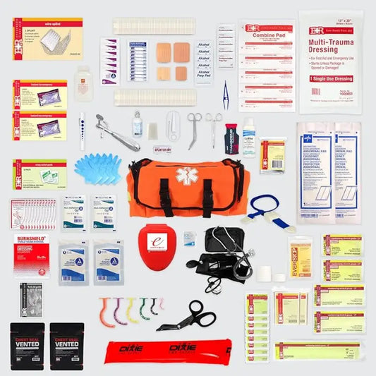 Fully stocked EMT Trauma Kit for first responders, firefighters, and police teams