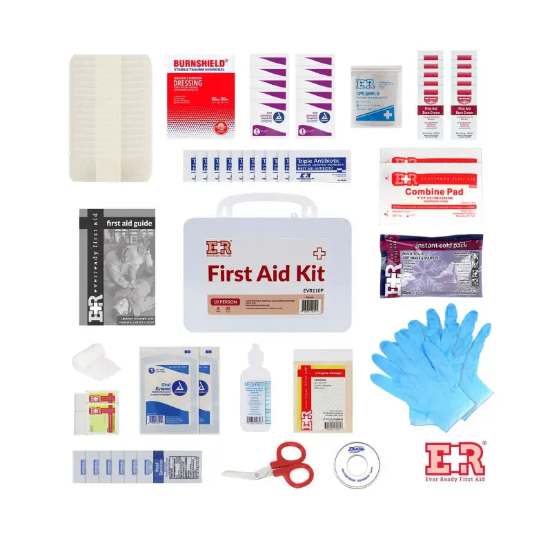 Comprehensive 10-Person First Aid Kit with Plastic Case for First Responders and Firefighters
