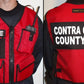 Red Contra Costa Fire Vest with department ID and lower pockets for storage options