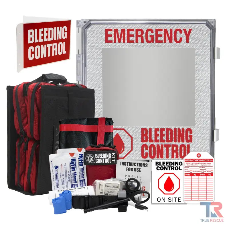 Outdoor Bleeding Control Kit Package with supplies and instructions for emergency use