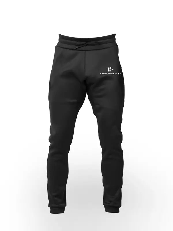 Black athletic jogger sweatpants with embroidered logo for Cotton Joggers- Equipped