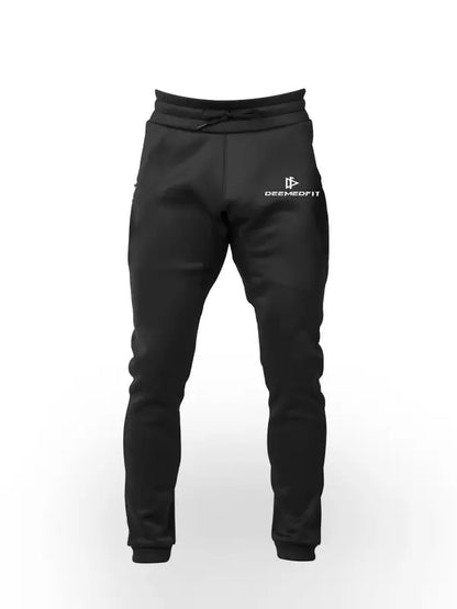 Black athletic jogger sweatpants with embroidered logo for Cotton Joggers- Equipped