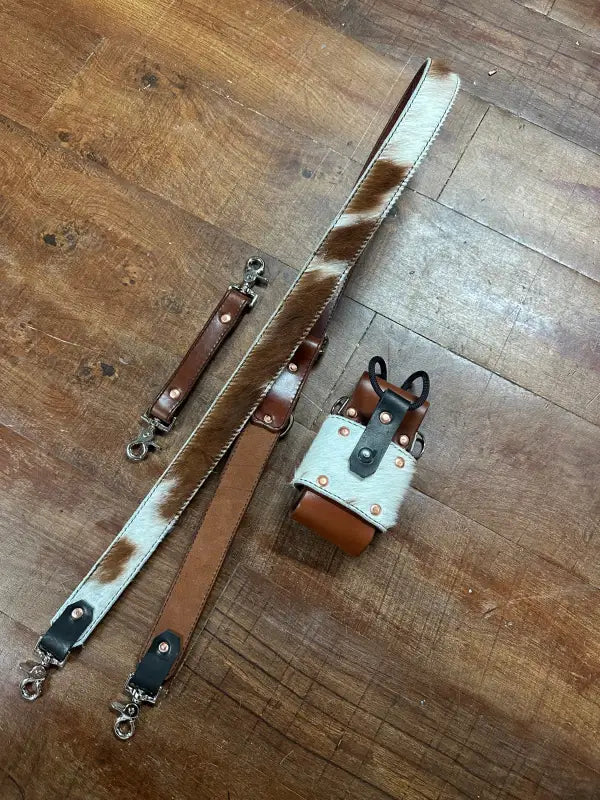 Genuine Hair On Radio Strap Set with Cowhide and Leather Accessories for Stylish Radio Straps
