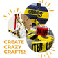 Crime scene craft collage with WOD Barricade Flagging Tape and evidence markers