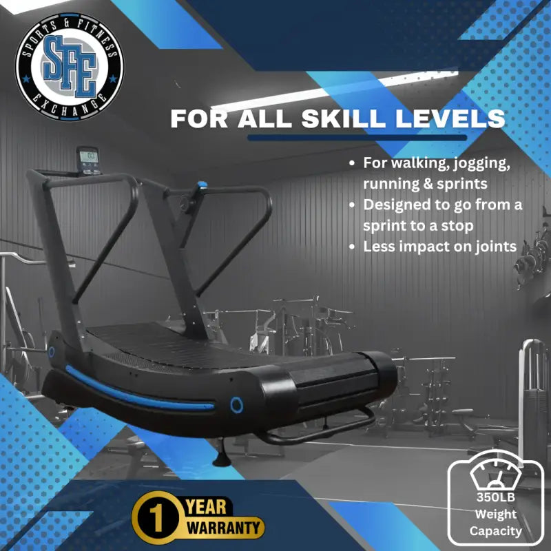 Curved manual treadmill ideal for first responders, firefighters, and police training