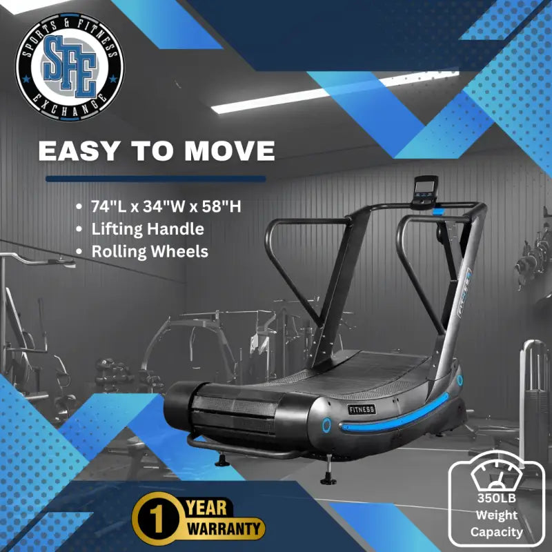 Curved treadmill with digital display designed for first responders and firefighters