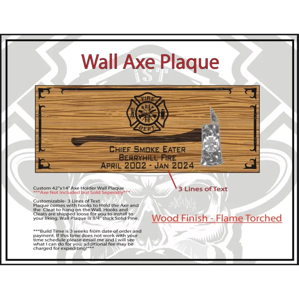 Custom Wall Axe Plaque – Honor, Tradition, and Craftsmanship for Heroes - Chief Miller Apparel