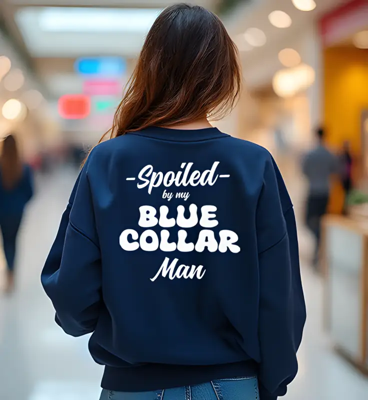 Dark blue sweatshirt featuring a classic unisex fit from Navy Blue Spoiled Crew Sweatshirt