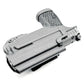 Dark gray Sig Sauer P365-FUSE pistol in matching holster with light mounted for concealed carry