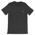 Dark Grey Heather T-shirt with American Flag Emblem - Signature Logo Small
