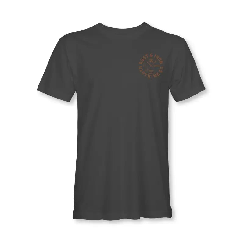 Dark gray Pulaski & Pikes Tee featuring a brown logo for first responders