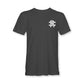 Dark gray Staple Tee with small white logo, perfect for first responders and firefighters