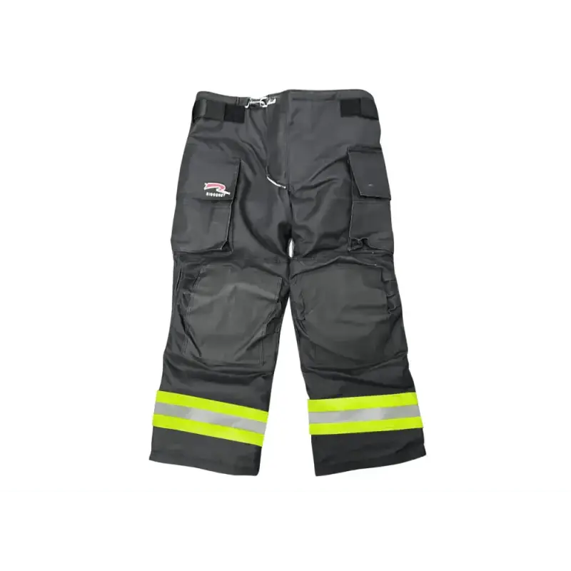 Dark gray Prime Fire Gear Pants with reflective yellow stripes for top-level safety assurance