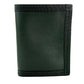 Dark green leather wallet with contrast stitching in Coyote Combat Leather design