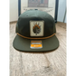 Dark green Smokin Hop Brewery hat with flaming basketball patch and orange cord