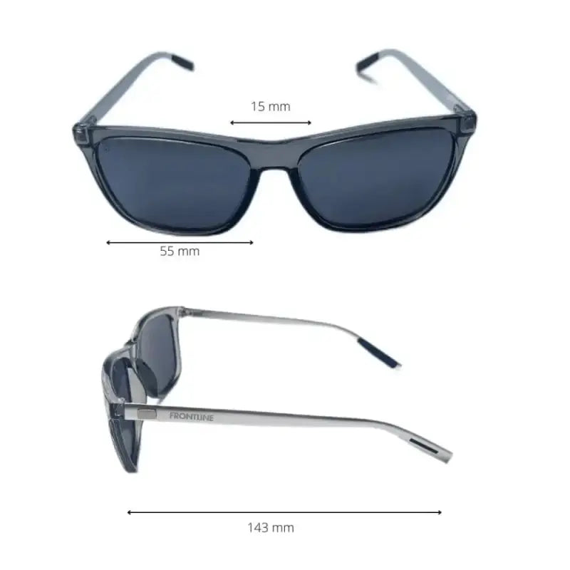 Dark-tinted Nado Ghost sunglasses for first responders with rectangular frame and metallic temples