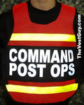 Red Davis County Reflective Pullover Vest with COMMAND POST OPS and yellow reflective stripes
