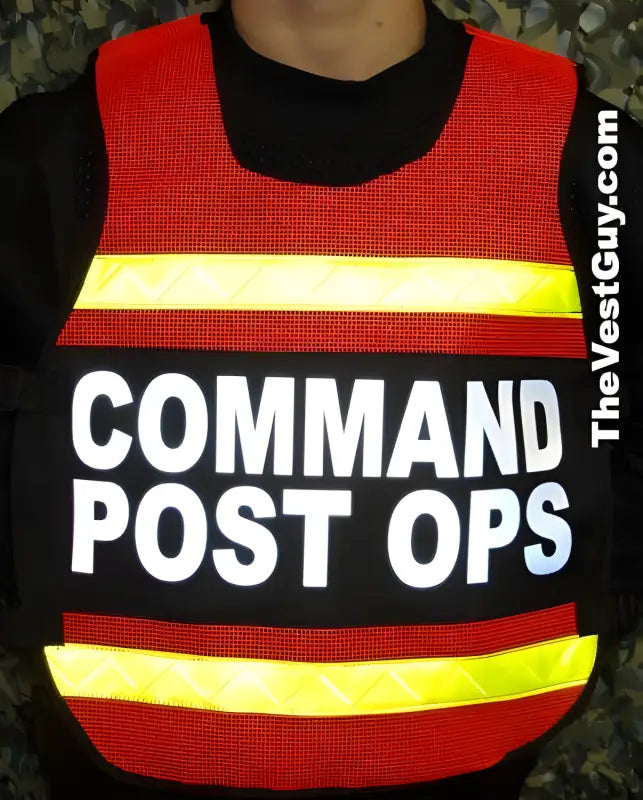 Red Davis County Reflective Pullover Vest with COMMAND POST OPS and yellow reflective stripes