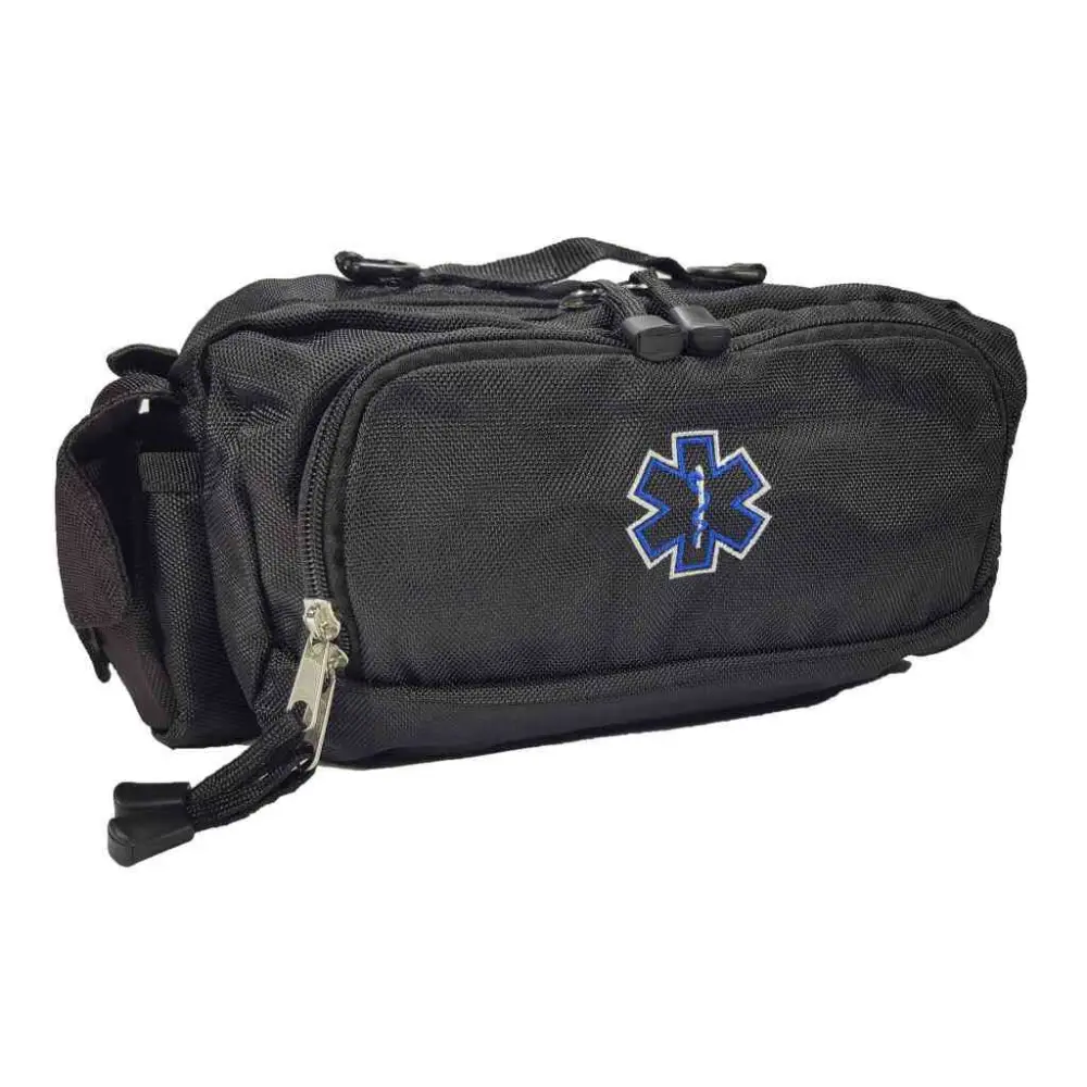 Deluxe First Aid Nylon Star of Life Logo Fanny Pack EMT Paramedic Bag With Internal Pockets - Black - Chief Miller Apparel