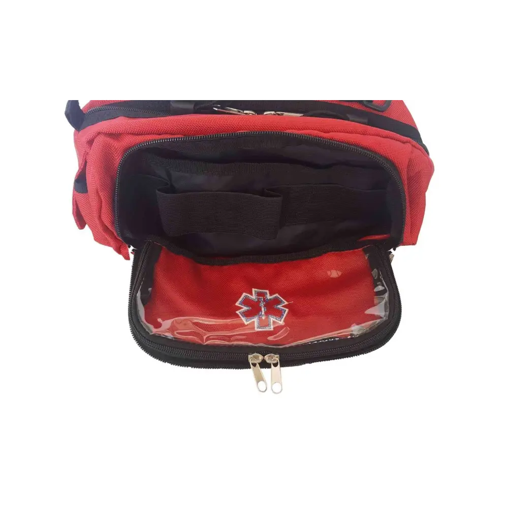 Deluxe First Aid Nylon Star of Life Logo Fanny Pack EMT Paramedic Bag With Internal Pockets - Red - Chief Miller Apparel