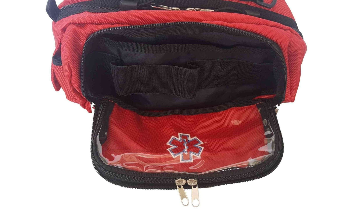 Chief Miller Equipment Bags & Cases Deluxe First Aid Nylon Star of Life Logo Fanny Pack EMT Paramedic Bag With Internal Pockets - Red Apparel