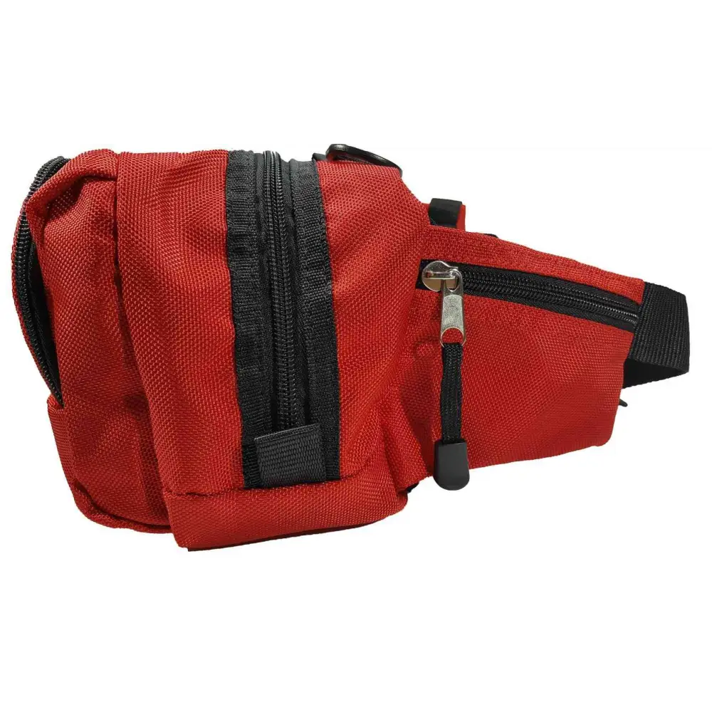 Deluxe First Aid Nylon Star of Life Logo Fanny Pack EMT Paramedic Bag With Internal Pockets - Red - Chief Miller Apparel