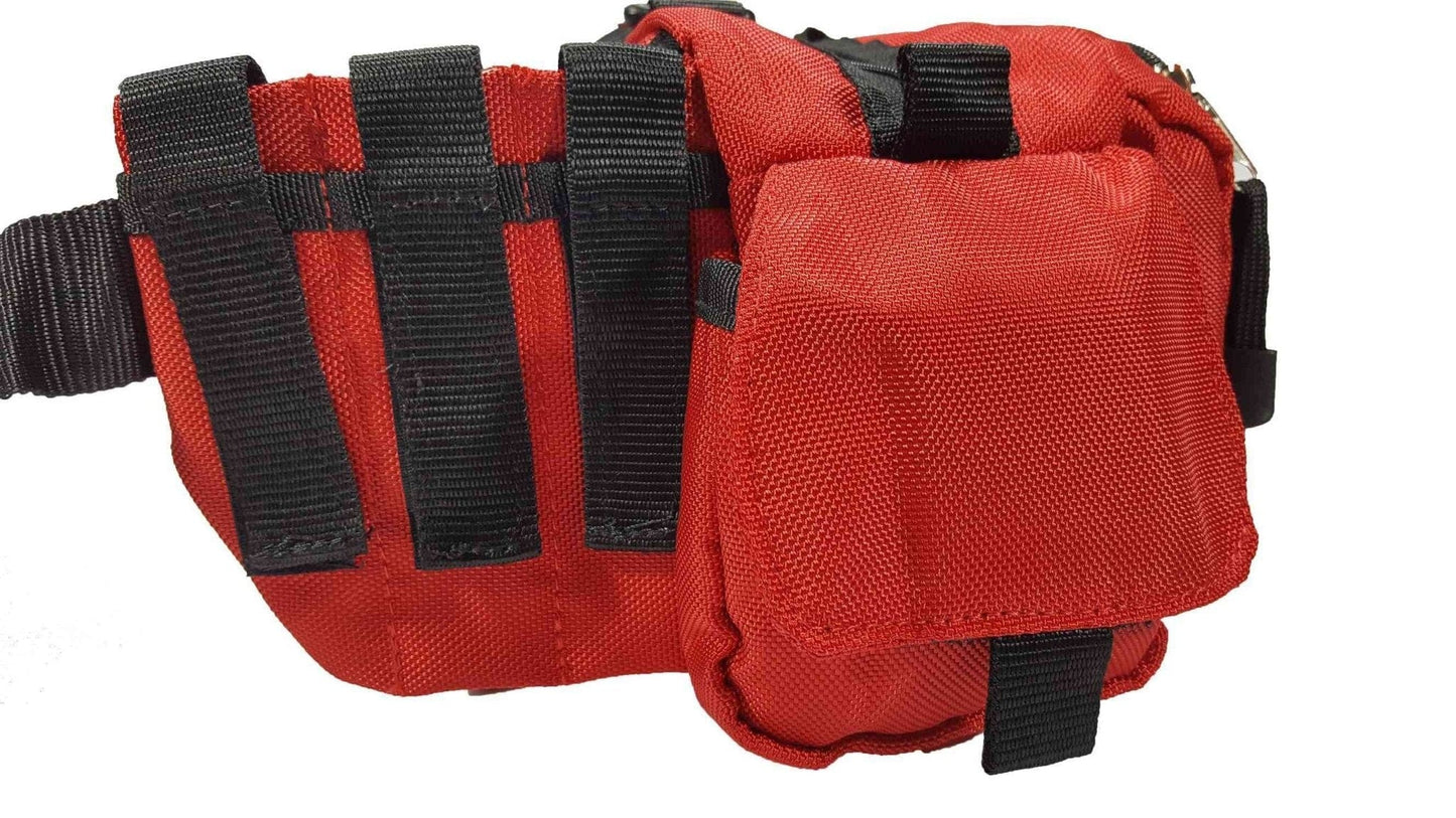 Chief Miller Equipment Bags & Cases Deluxe First Aid Nylon Star of Life Logo Fanny Pack EMT Paramedic Bag With Internal Pockets - Red Apparel