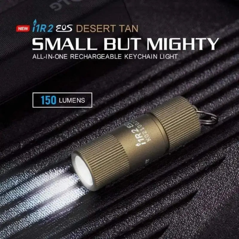 Desert Tan Olight IR2 EOS Keychain Flashlight with 150 lumens brightness