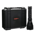 Black tactical flashlight with case, perfect for the X10K Destroyer Search & Rescue Light
