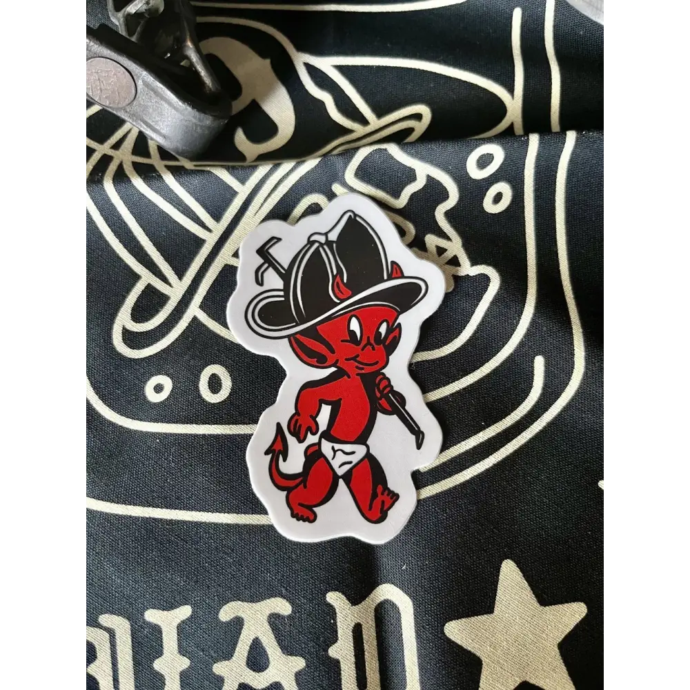 Devil Baby Cartoon Firefighter Helmet Sticker 2.5 Inch - Chief Miller Apparel