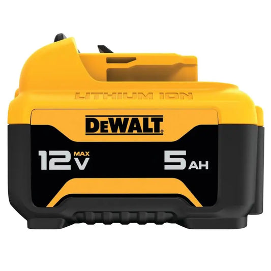 DeWalt DCB126 12V MAX 5.0Ah lithium-ion battery pack in yellow and black
