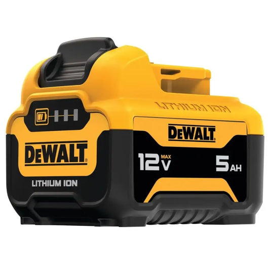 DeWalt DCB126 12V MAX 5Ah Lithium-Ion Battery Pack in yellow and black color