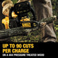 DeWalt DCCS620B 20V MAX XR Compact Cordless Chainsaw cutting through a log