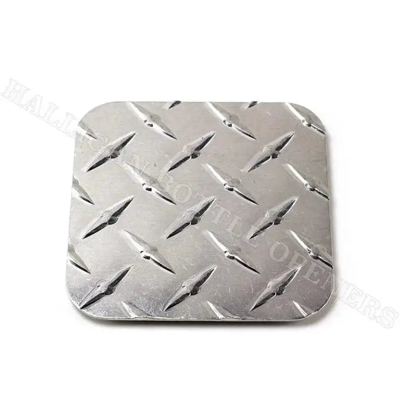 Square Diamond Plate Coasters set of 4 featuring raised diagonal pattern metal sheet