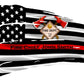 Distressed American Battle Flag featuring a firefighter badge and thin red line design