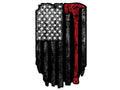 Distressed American flag design featuring a red baseball bat stripe for first responders