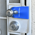 Door handle and lock mechanism with blue tag for Sheriff DoorJamm, perfect for first responders